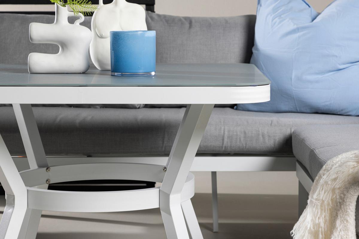 Loungegarnitur Virya - Weiß/Grau, KONVENTIONELL, Textil/Metall - Gardenson