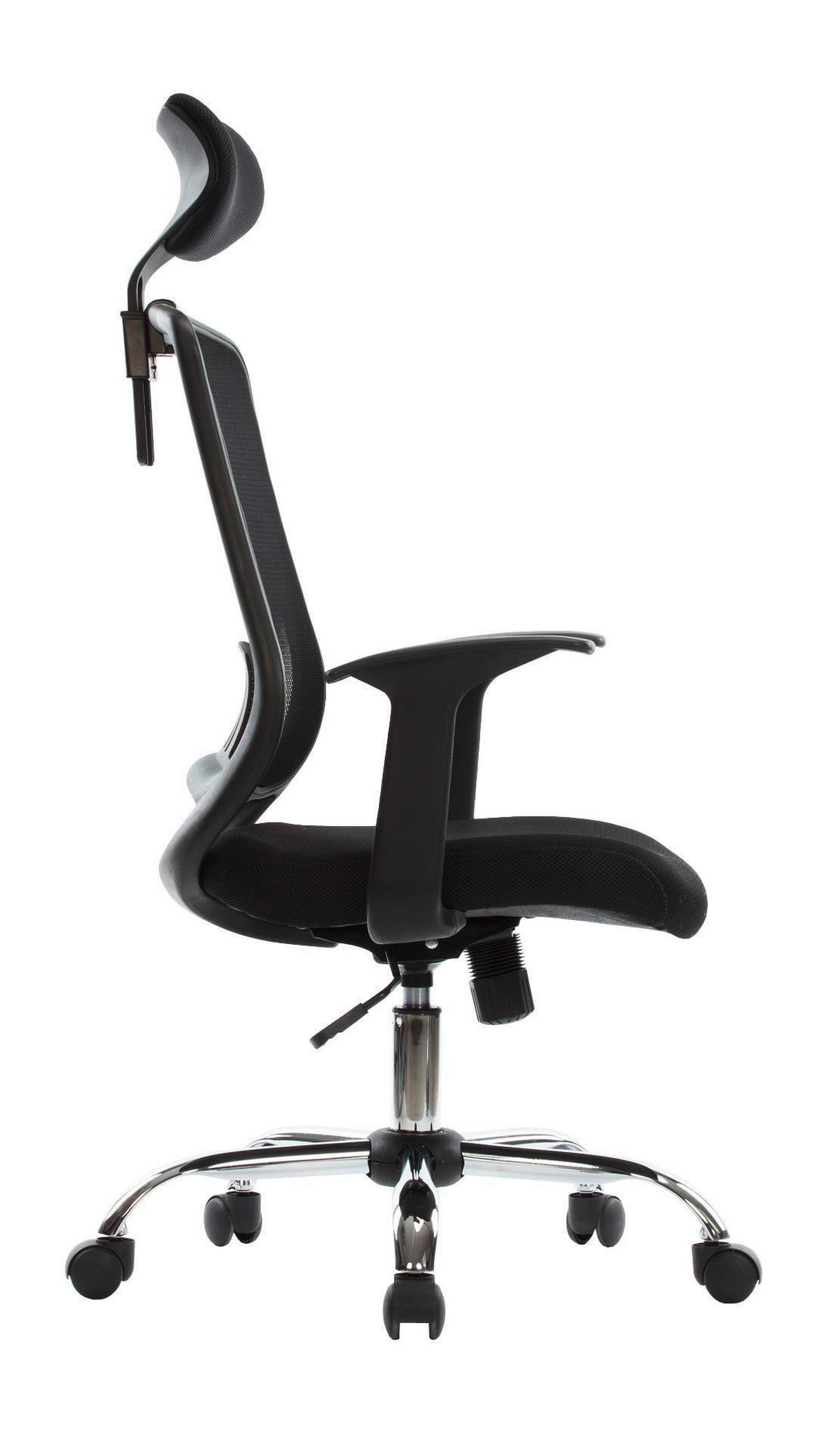 Drehstuhl Florida Schwarz B: 64 cm - Chromfarben/Schwarz, Design, Kunststoff/Textil (64/128/57cm) - MID.YOU