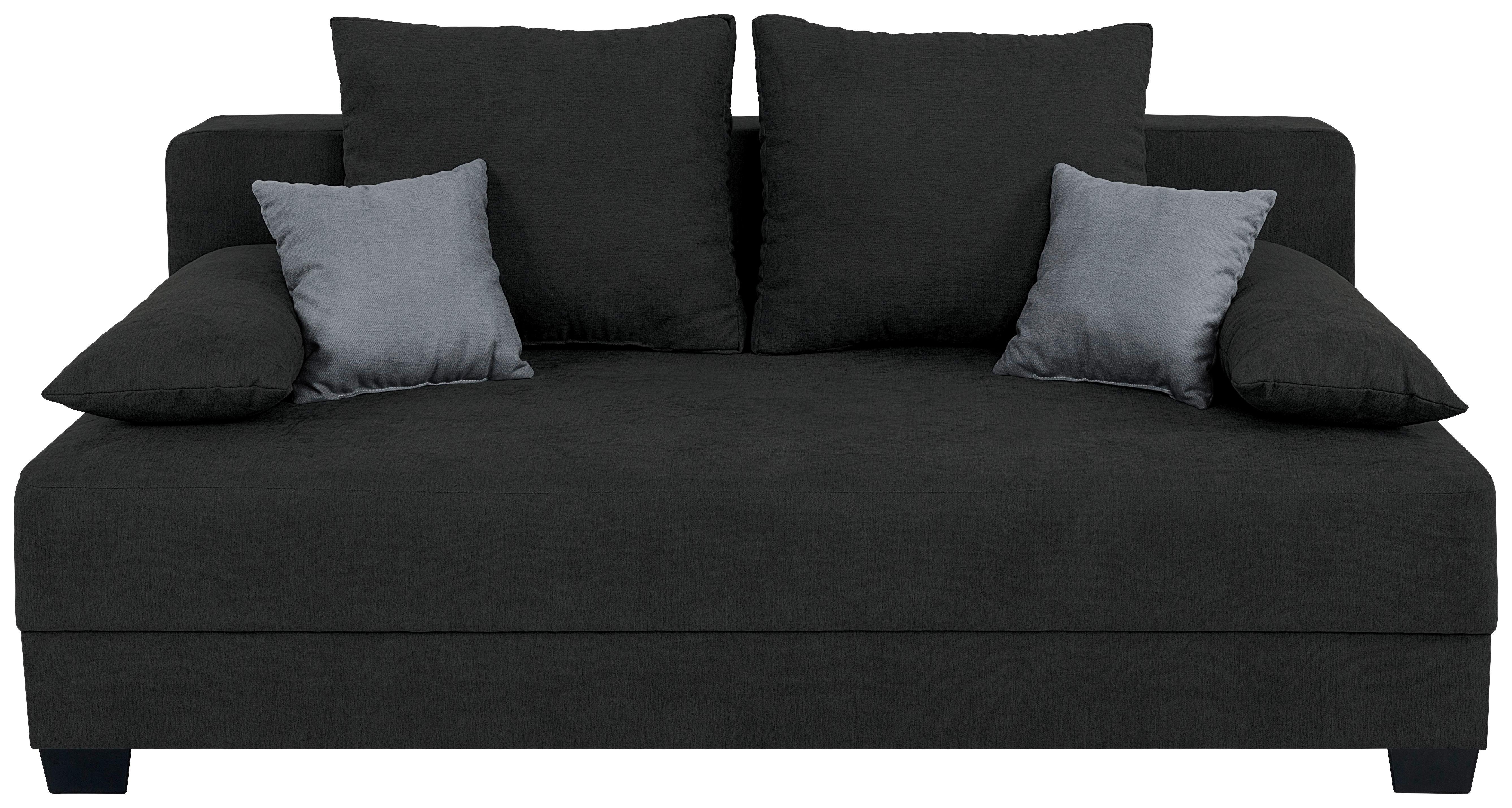 Sofa Mia mit Schlaffunktion Schwarz 200 cm - Schwarz/Rosa, Design, Holzwerkstoff/Textil (200/90/110cm) - P & B