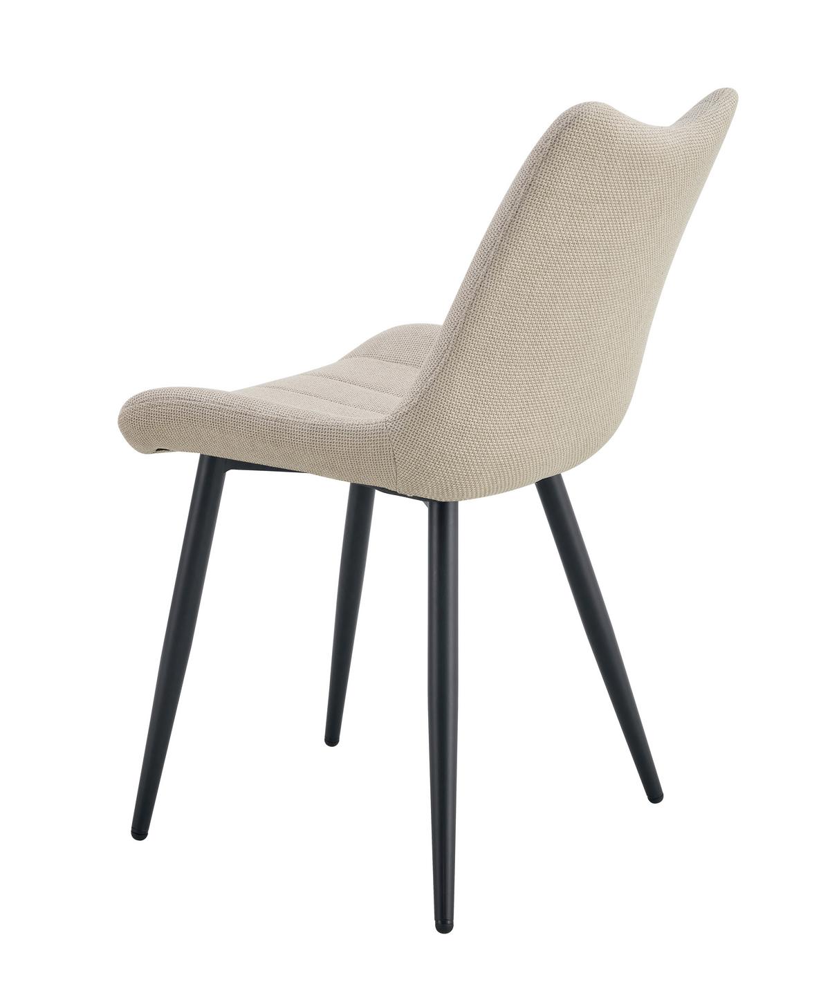 Stuhl-Set Lotta 2-Teilig Creme B: 53 cm - Creme/Schwarz, MODERN, Textil/Metall (53/86/59cm) - MID.YOU