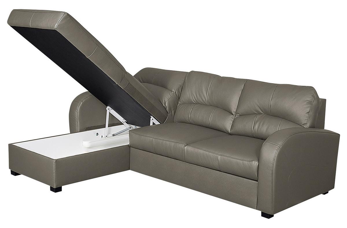 Ecksofa Tilo Schlammfarben S: 168 cm - Schlammfarben/Schwarz, Design, Leder/Textil (168/227cm) - Livetastic
