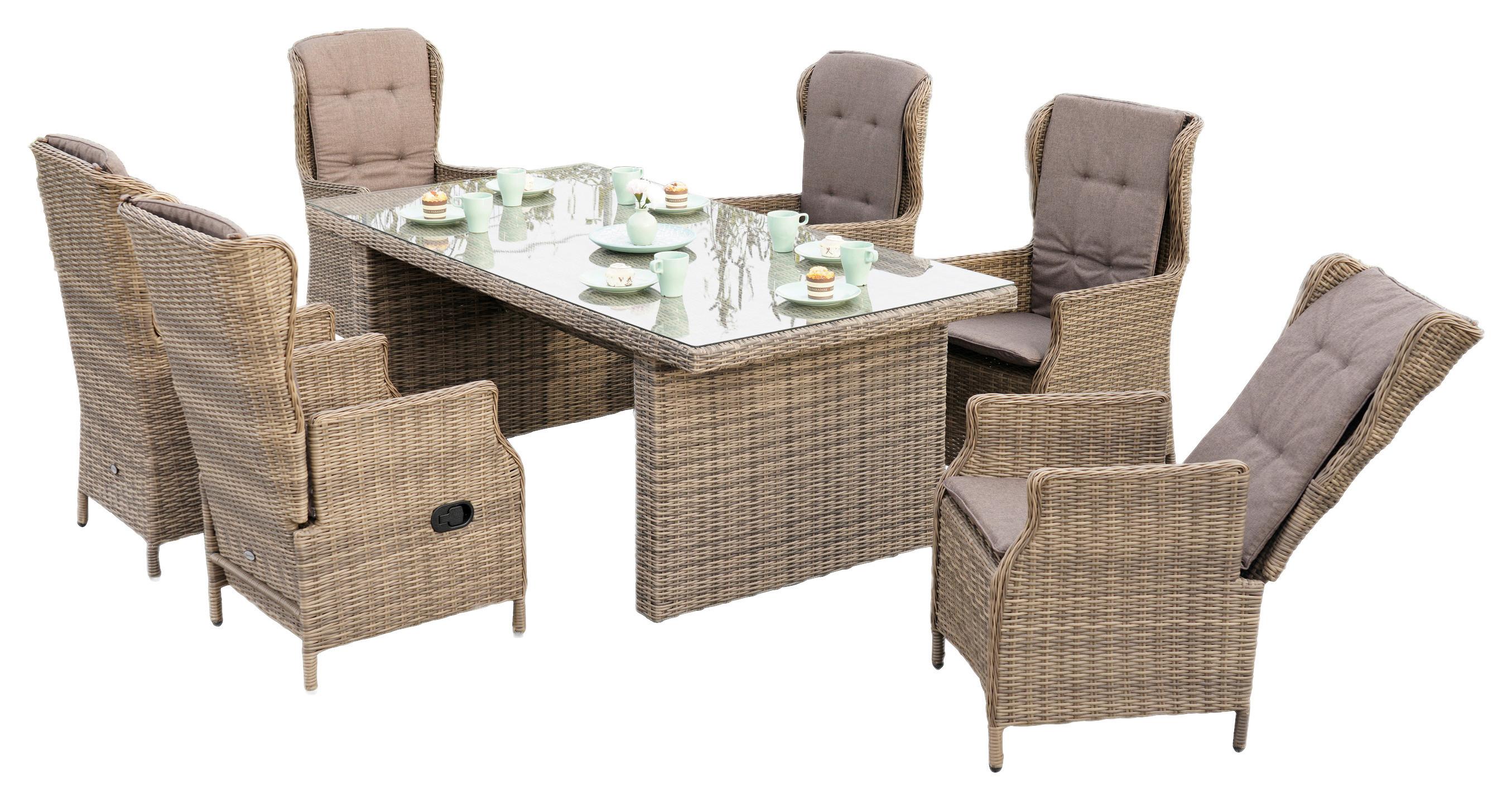 Gartenset Riviera - Naturfarben/Grau, MODERN, Kunststoff/Textil - Gardenson