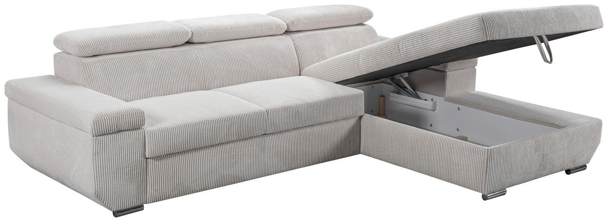 Sofa Lars Beige, Lf: 146x240 cm - Chromfarben/Creme, Basics, Textil (268/189cm) - Livetastic
