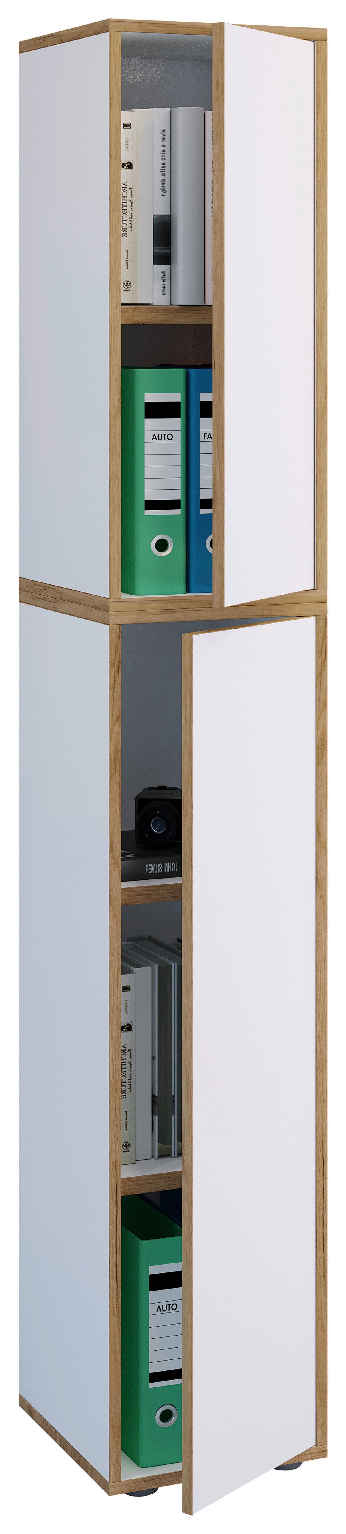 Aktenschrank Salia Weiß, Honigeiche B: 30 cm - Honigeiche/Weiß, Design, Holzwerkstoff (30/183/33cm) - MID.YOU