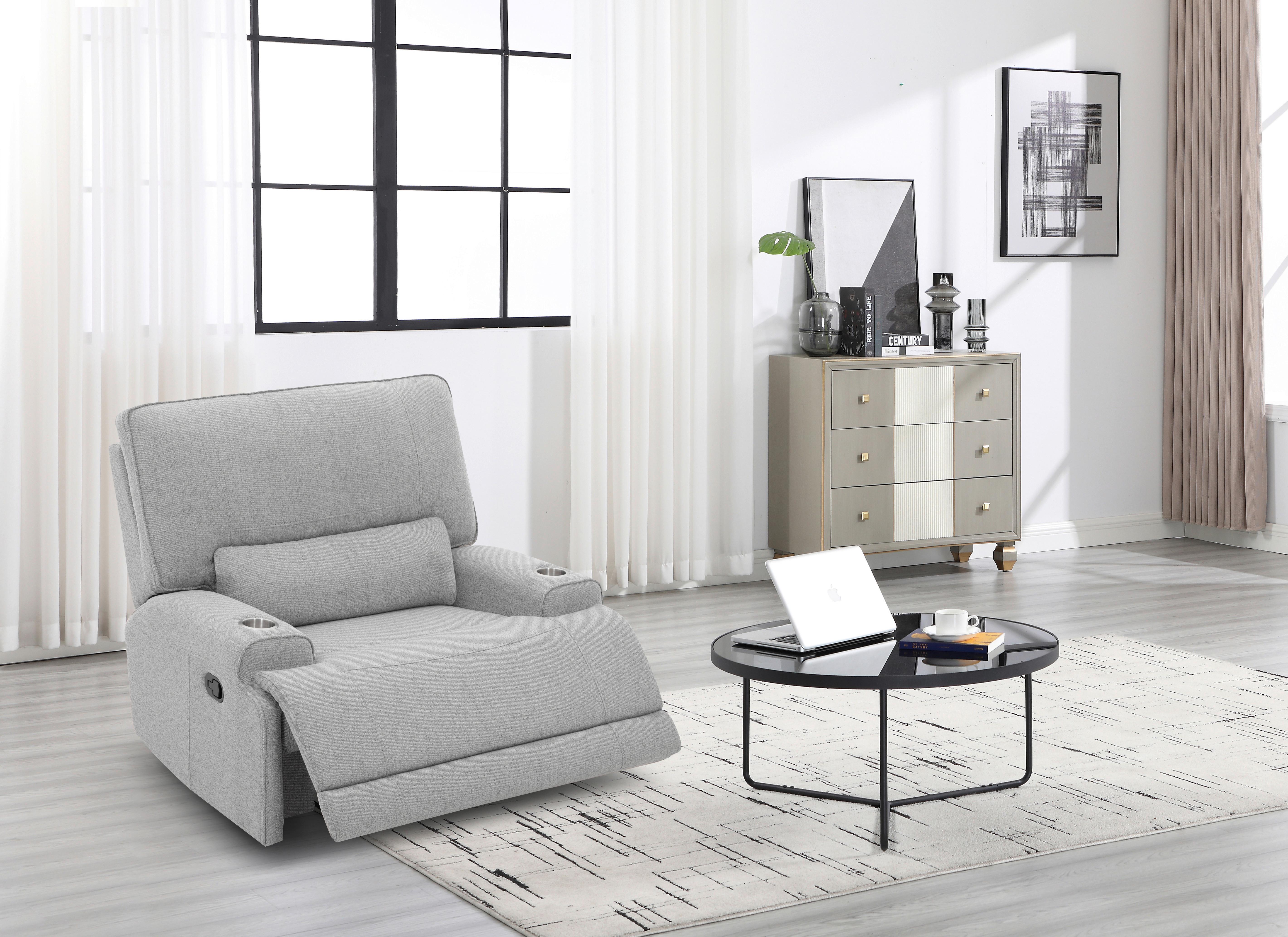 Relaxsessel Texas Hellgrau B: 122 cm - Hellgrau/Schwarz, Basics, Holz/Textil (122/106/102cm) - MID.YOU