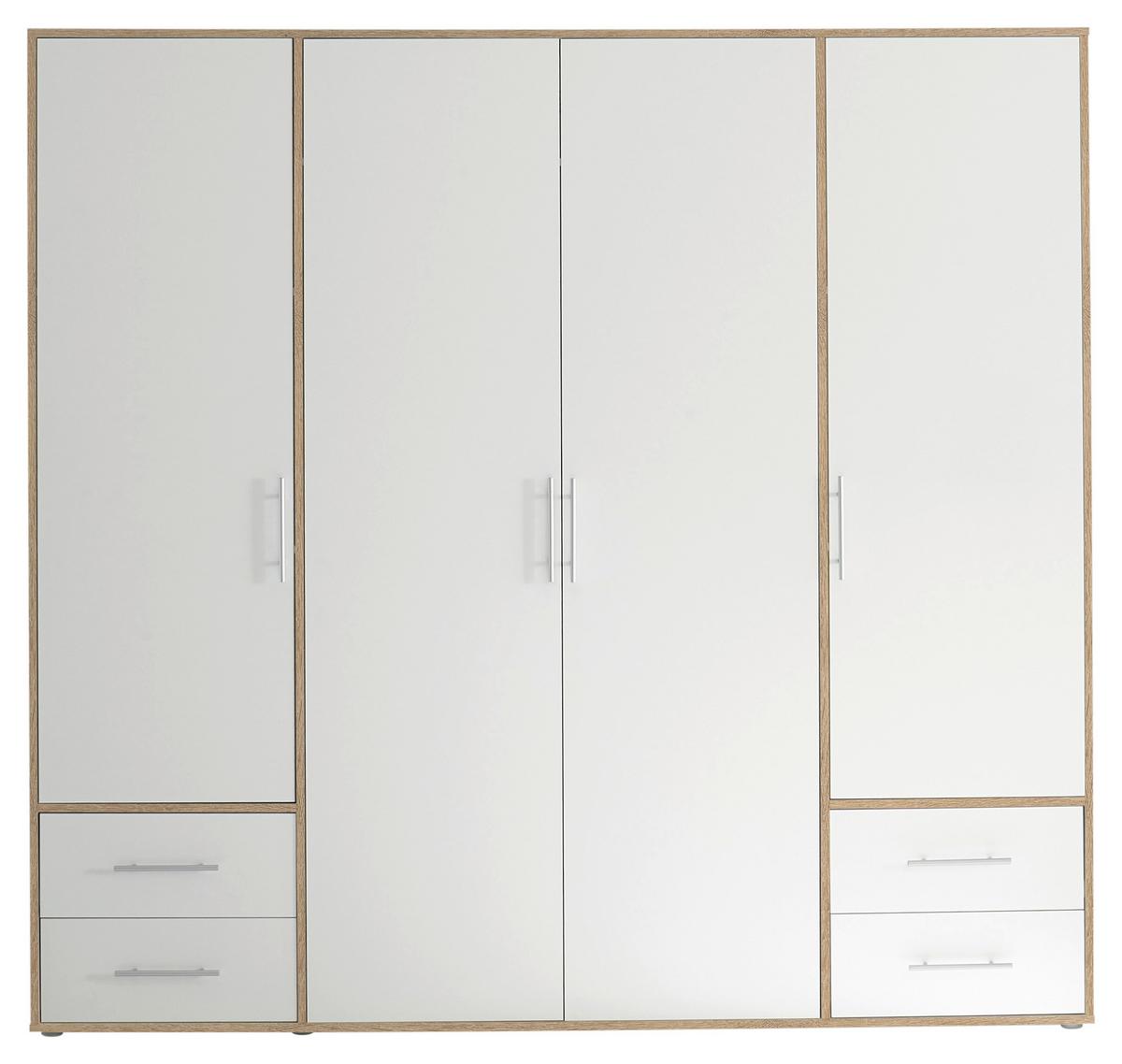 Skřiň s otočnými dveřmi VALENCIA 206cm - bílá/Sonoma dub, Moderní, kompozitní dřevo/plast (206/195/60cm) - MID.YOU