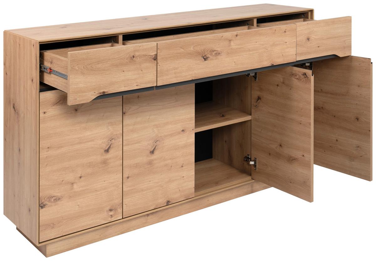 Sideboard Meran Anthrazit/Eiche B: 160 cm - Anthrazit/Eiche Artisan, Trend, Holzwerkstoff (160/90/37,5cm)