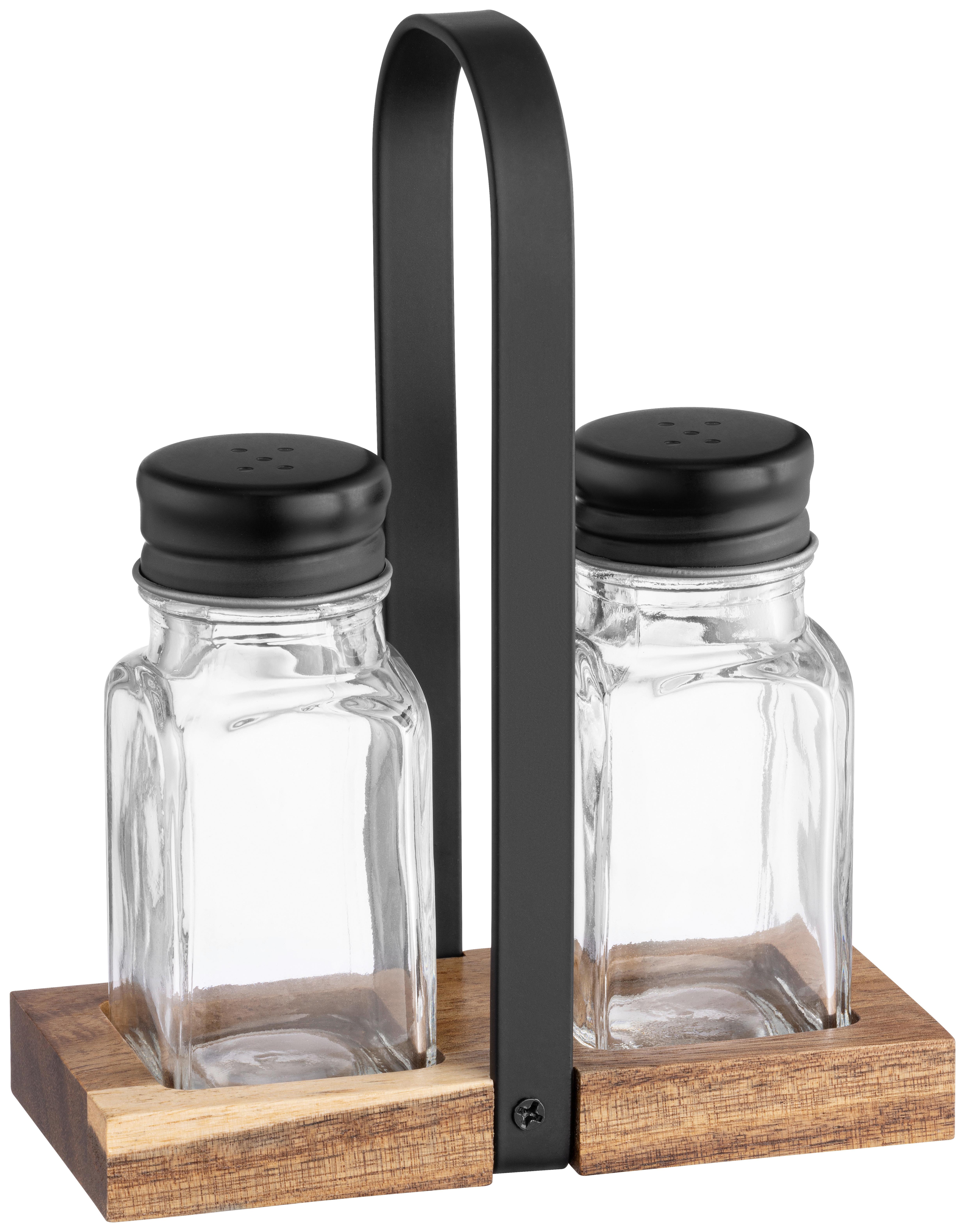 Salz- und Pfefferstreuer Garfield - Klar/Schwarz, Basics, Glas/Holz (75ml) - James Wood