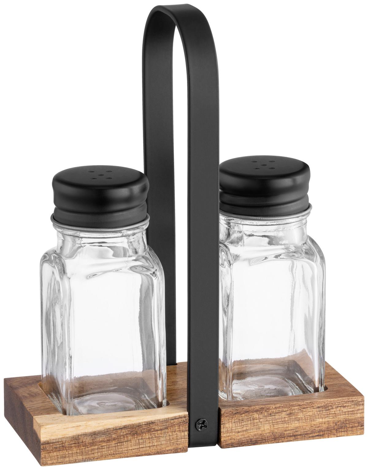 Salz- Und Pfefferstreuer Garfield - Klar/Schwarz, Basics, Glas/Holz (75ml) - James Wood