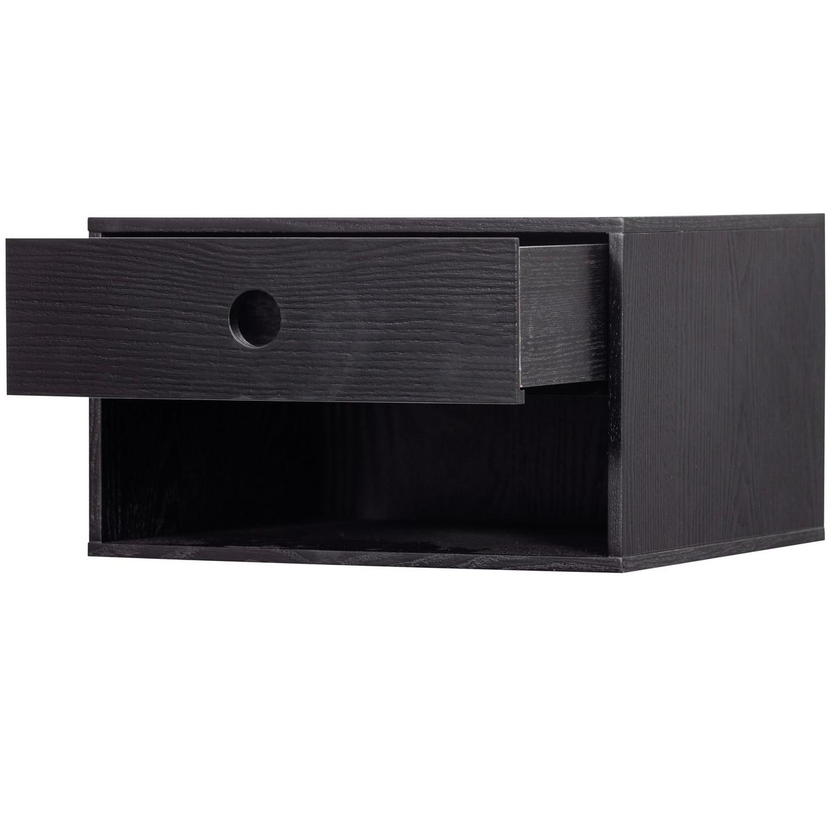 NACHTKÄSTCHEN Nancy Schwarz B: 34cm - Schwarz, Basics, Holzwerkstoff (34/20/30cm) - MID.YOU