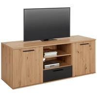 KOMODA POD TELEVIZI RACER-LIGHT - černá/barvy dubu, Konvenční, kov/kompozitní dřevo (154,8/62,2/52,3cm)