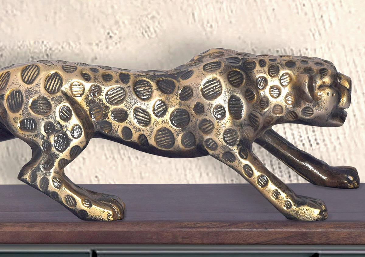 Dekotier Panther Goldfarben B: 63 cm - Goldfarben, Design, Metall (63/17,5/16cm) - Livetastic
