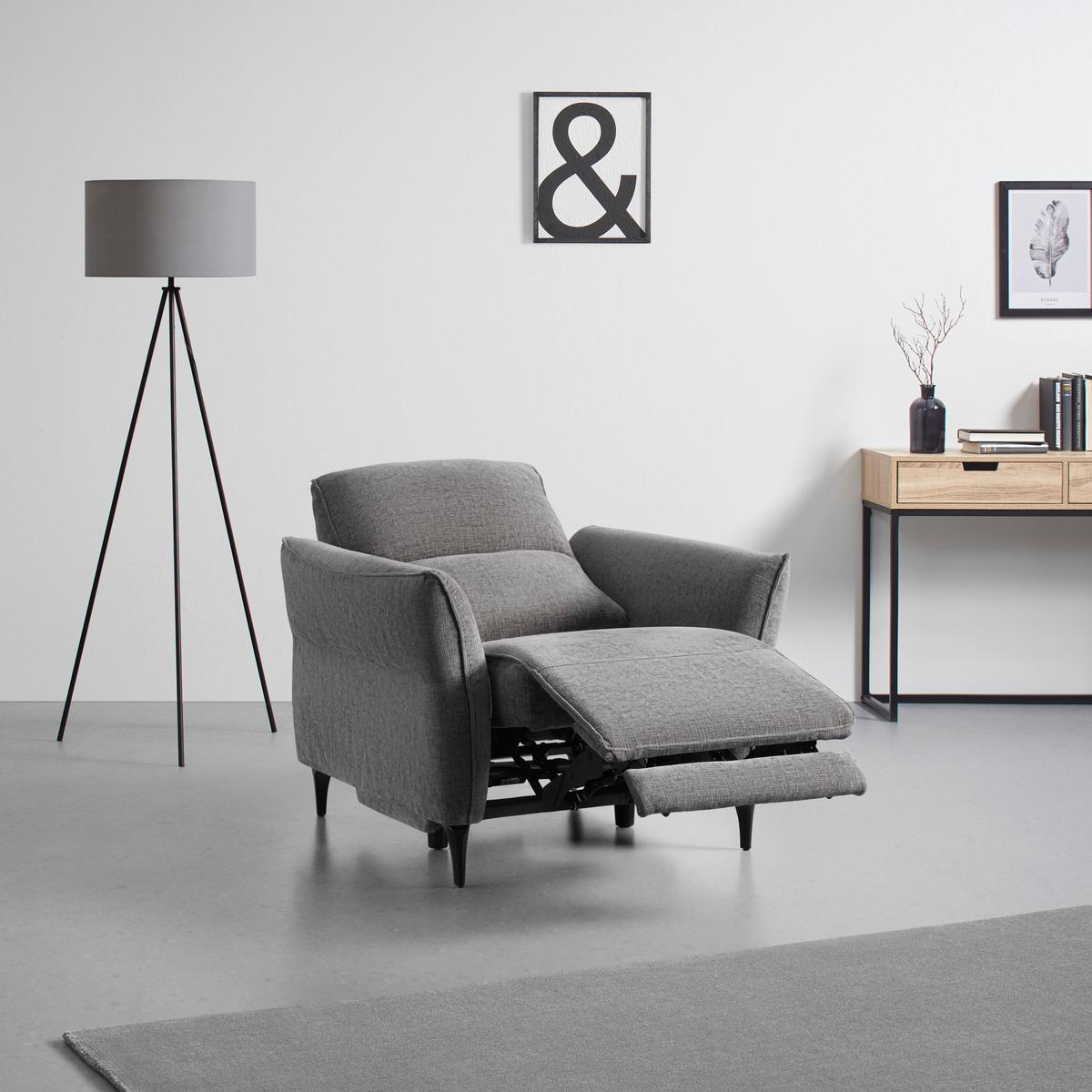 Relaxační křeslo CAPE TOWN, tm.šedá, elektr.relax.funkce - černá/tmavě šedá, Moderní, kov/dřevo (95/99/92cm) - Mömax