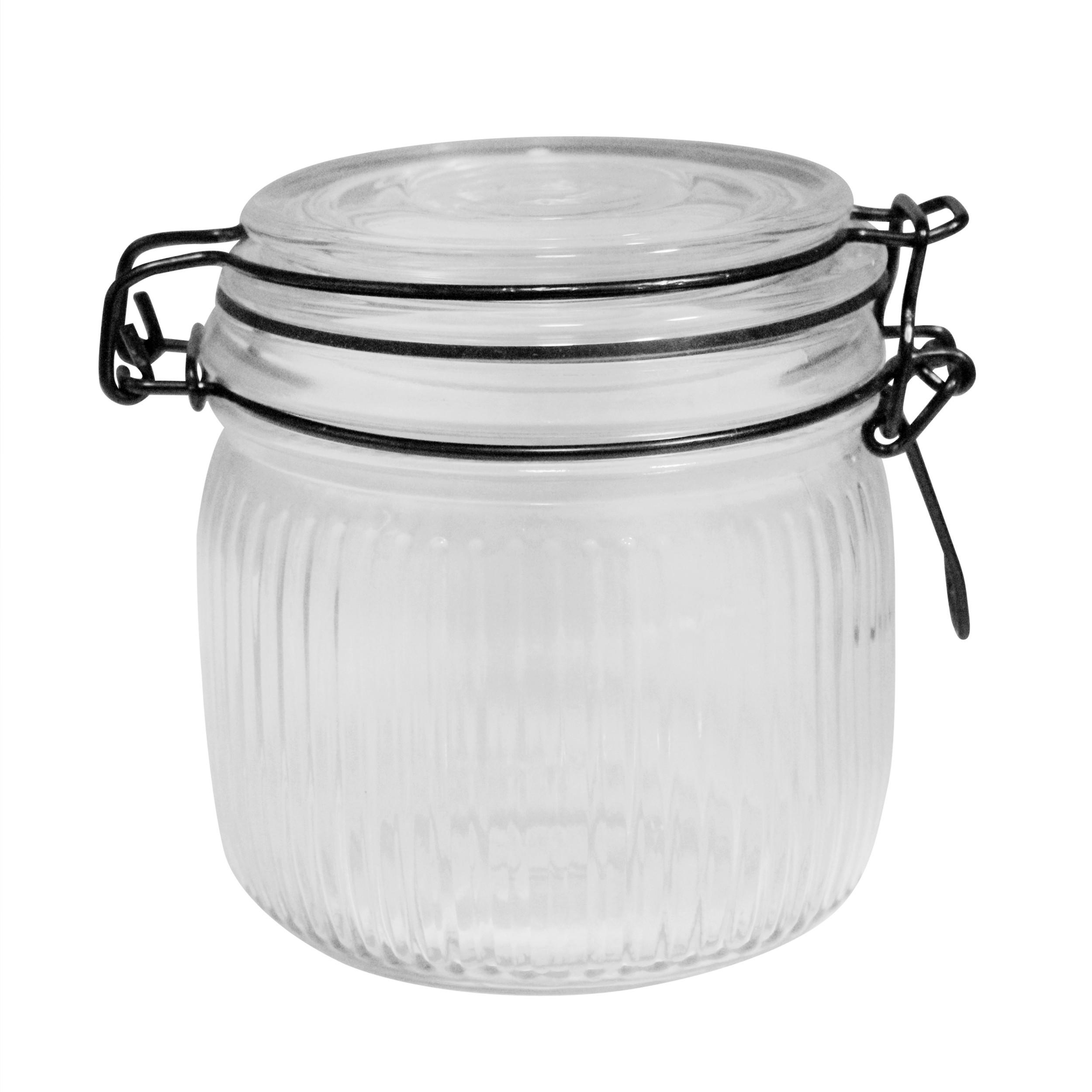 VORRATSGLAS Thea 450 ml - Klar/Schwarz Hochglanz, KONVENTIONELL, Glas/Kunststoff (10/10,8cm) - Luca Bessoni