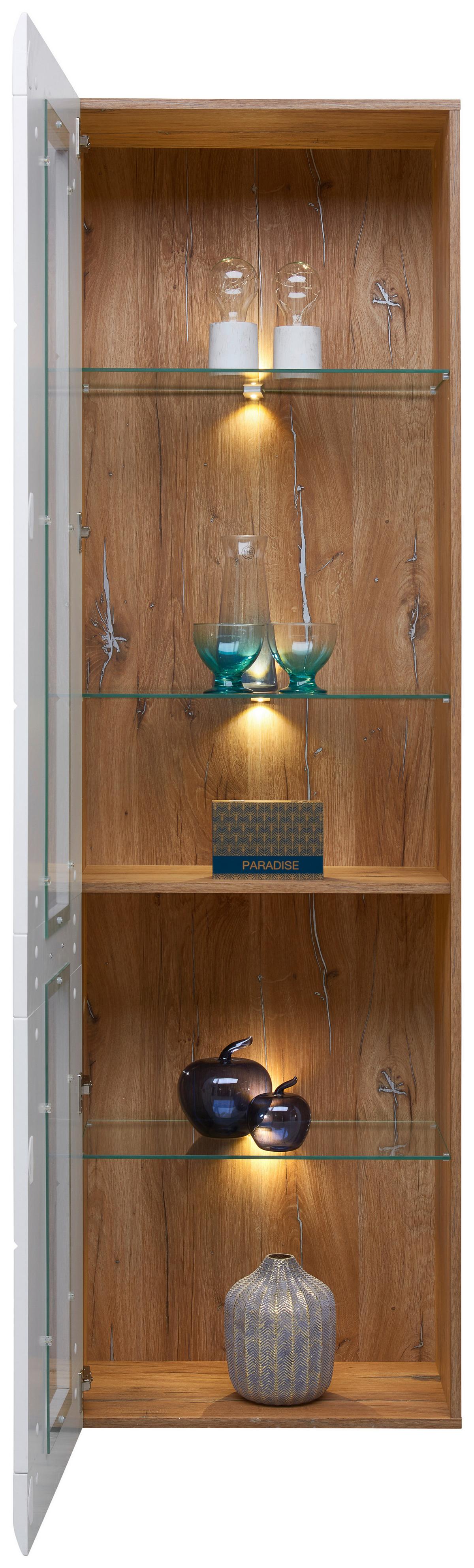 Wohnkombination 4-Tlg. Auris, Weiß/Eiche Dekor - Eichefarben/Weiß, MODERN, Glas/Holzwerkstoff (310/204,2/49,6cm) - Luca Bessoni