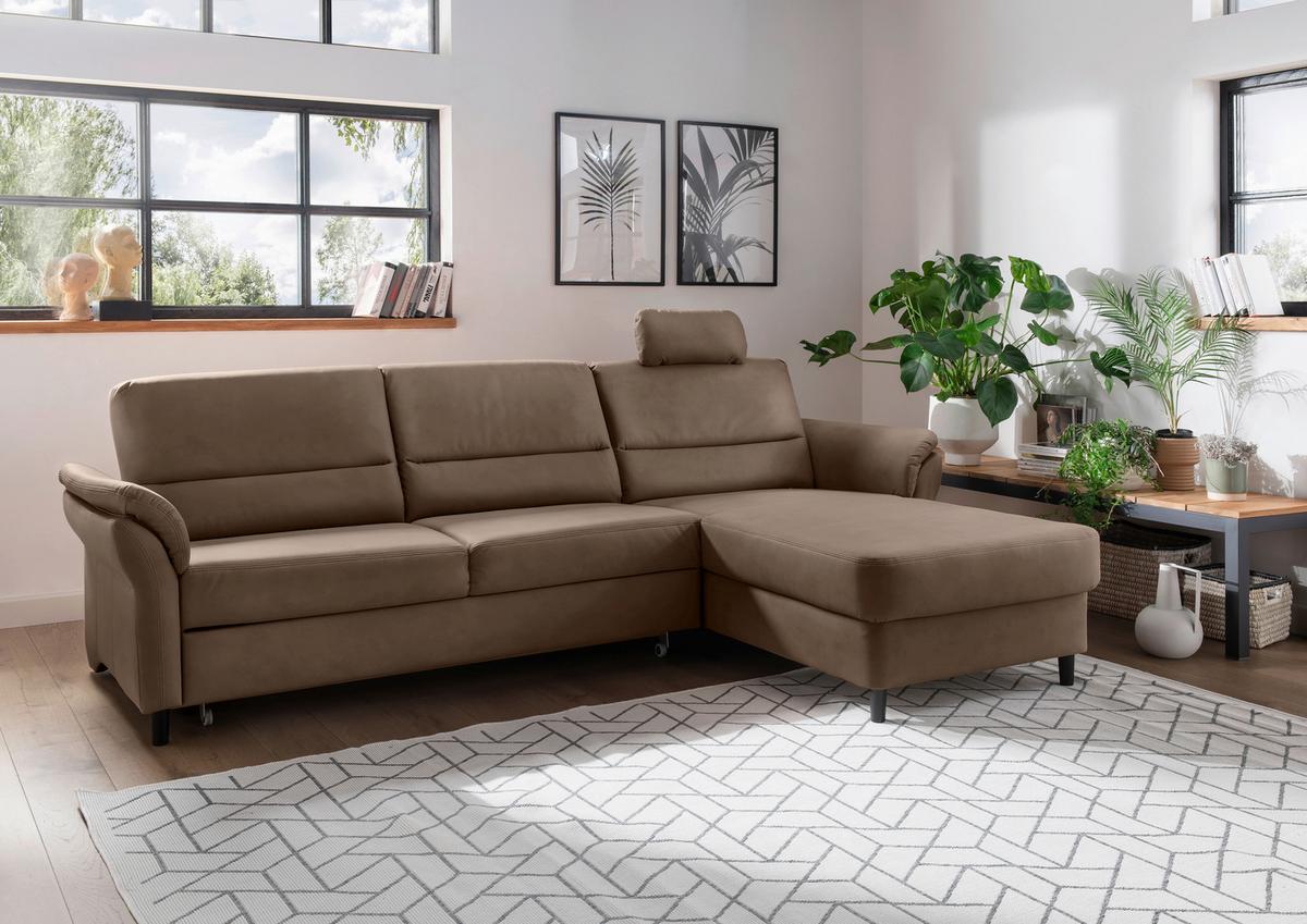 Ecksofa Cavoli, Braun S: 279x176 cm - Schwarz/Braun, MODERN, Textil (279/176cm) - Livetastic