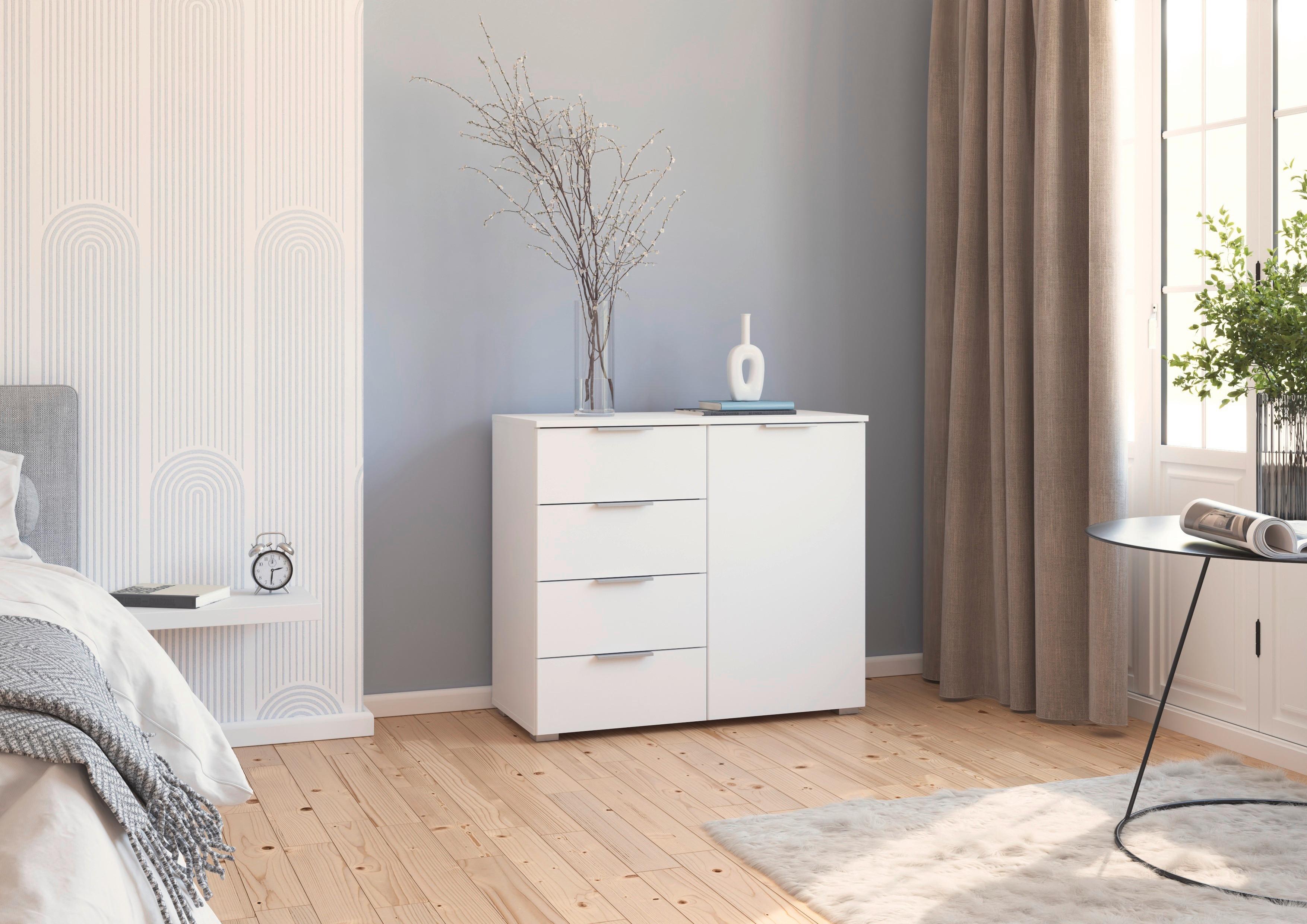 Kommode Lamella Weiß B: 93 cm - Alufarben/Weiß, MODERN, Holzwerkstoff (93/81/42cm) - Rauch Möbel
