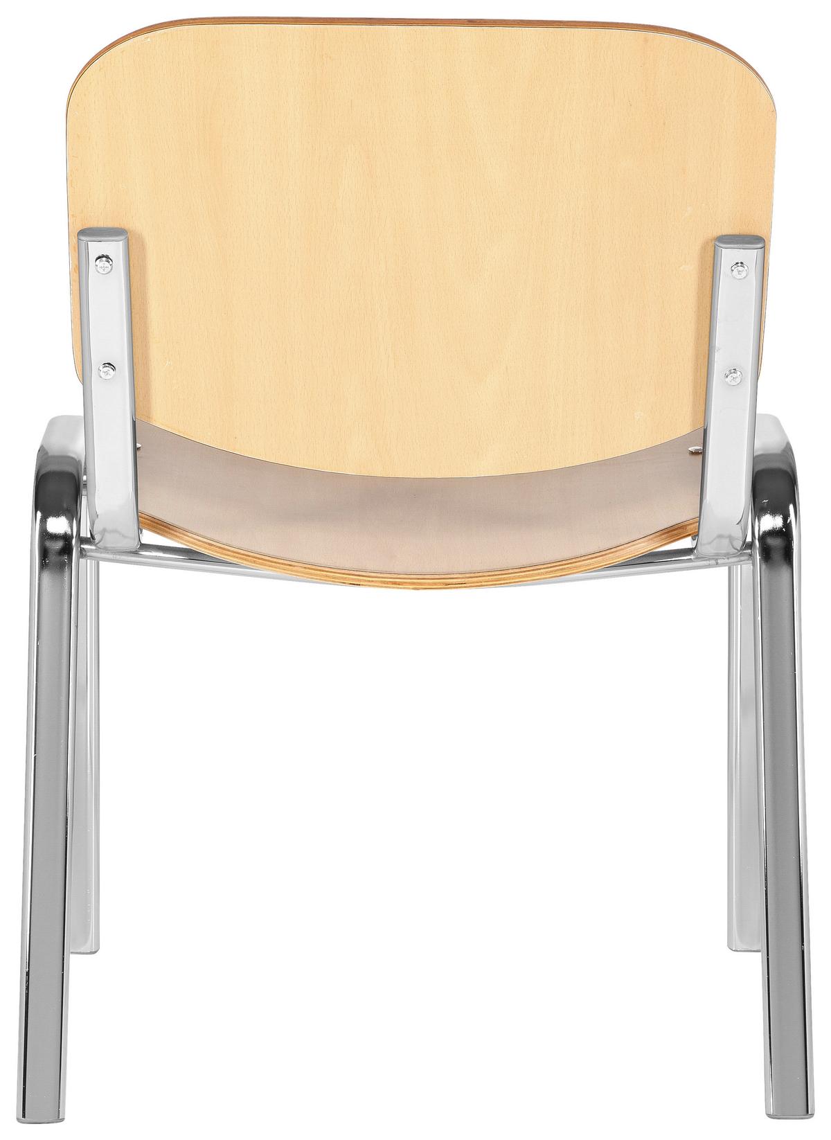 Besucherstuhl Xt 600 Stapelbar Buche-/Chromfarben Bis 100 Kg - Chromfarben/Buchefarben, Basics, Holz/Metall (58/81/48cm) - MID.YOU