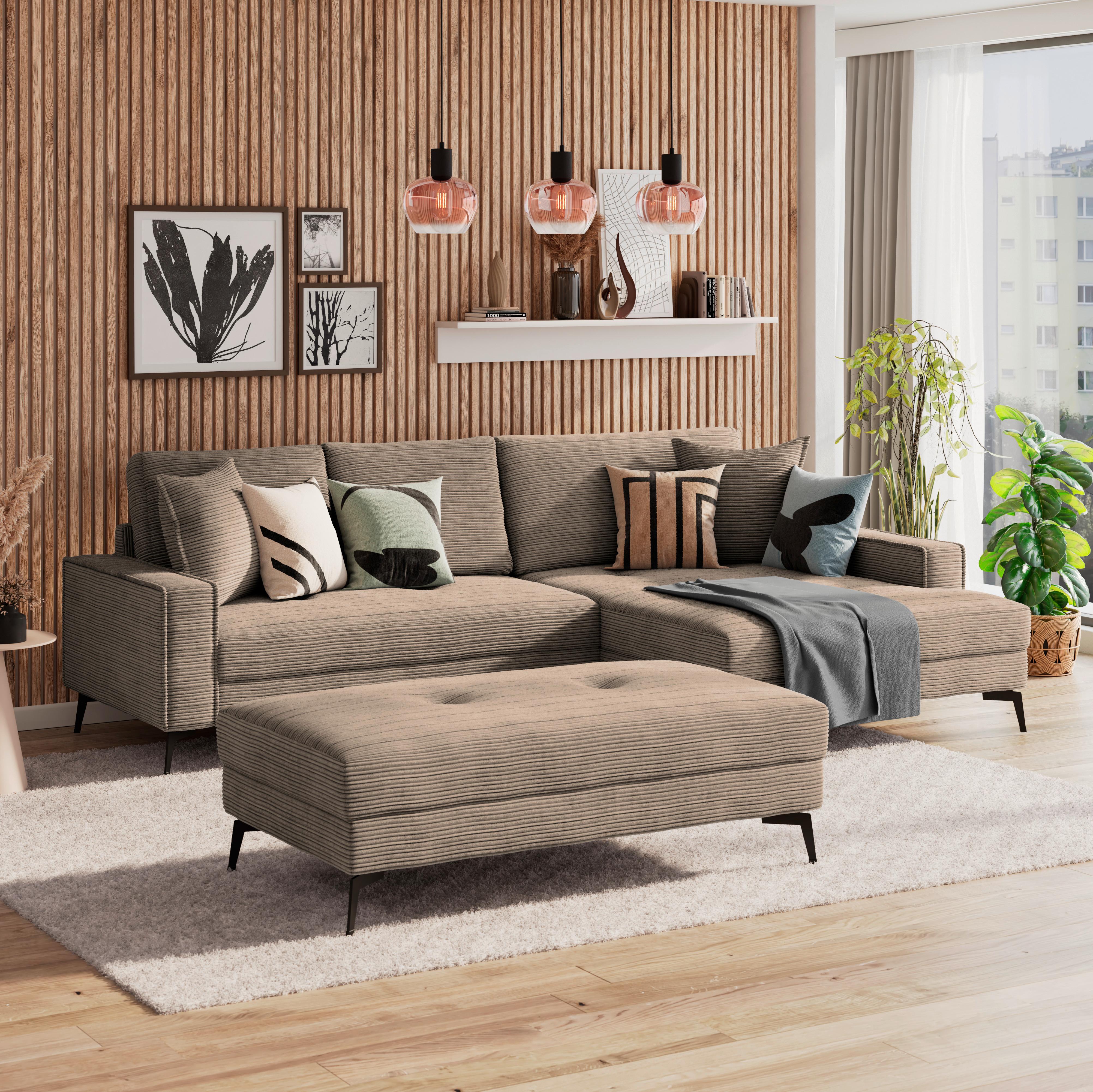 Ecksofa Zero Braun 286x173 cm - Schwarz/Braun, Trend, Textil (286/173cm)
