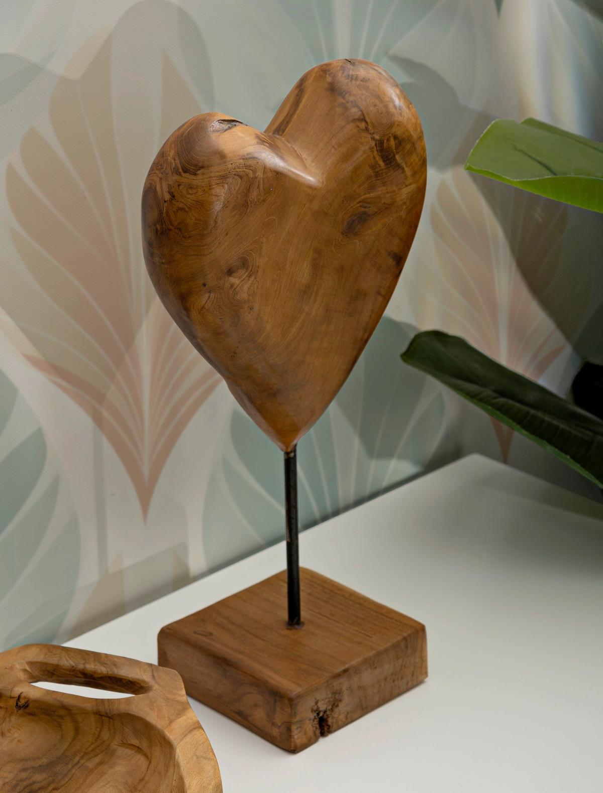 Skulptur Dobu Teak Braun, B: 20 cm - Braun, Basics, Holz (20/37/12cm)