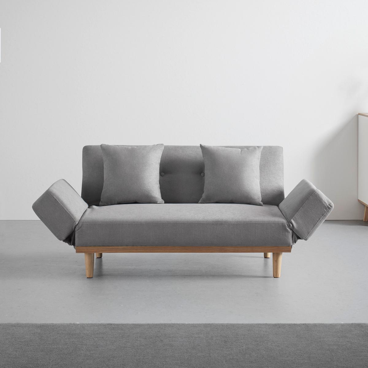 Rozkládací pohovka FELICIA, světle šedá - světle šedá/přírodní barvy, Moderní, dřevo/textil (169/71/79cm) - Bessagi Home