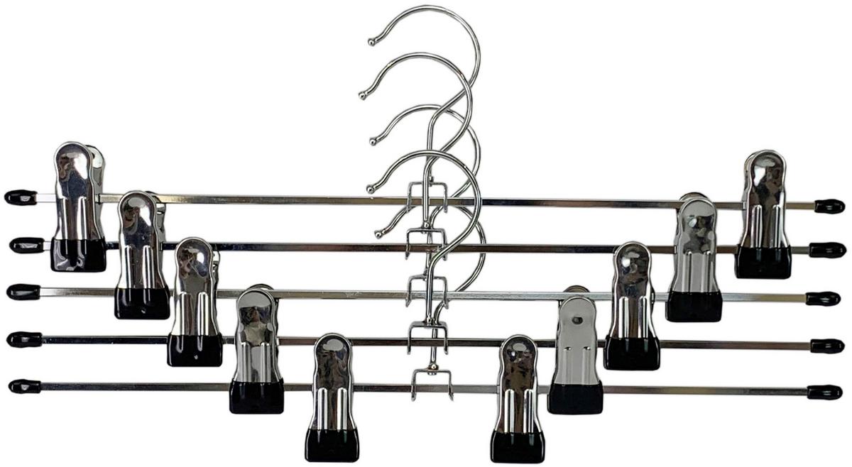 Hosenbügel Oskar 5er-Set - Silberfarben/Schwarz, KONVENTIONELL, Kunststoff/Metall (35/2,1/11cm) - Homezone