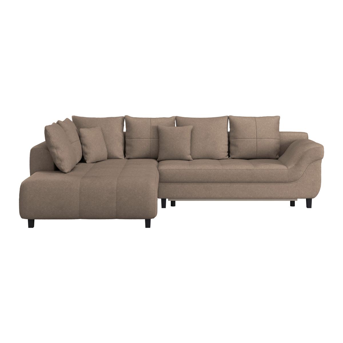 Ecksofa Mendoza - Schwarz/Braun, Design, Textil (197/309cm) - Ondega