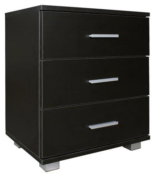 Nočný stolík Nina š: 45cm čierny - čierna/strieborná, Konventionell, kov/kompozitné drevo (45/54/34cm) - MID.YOU