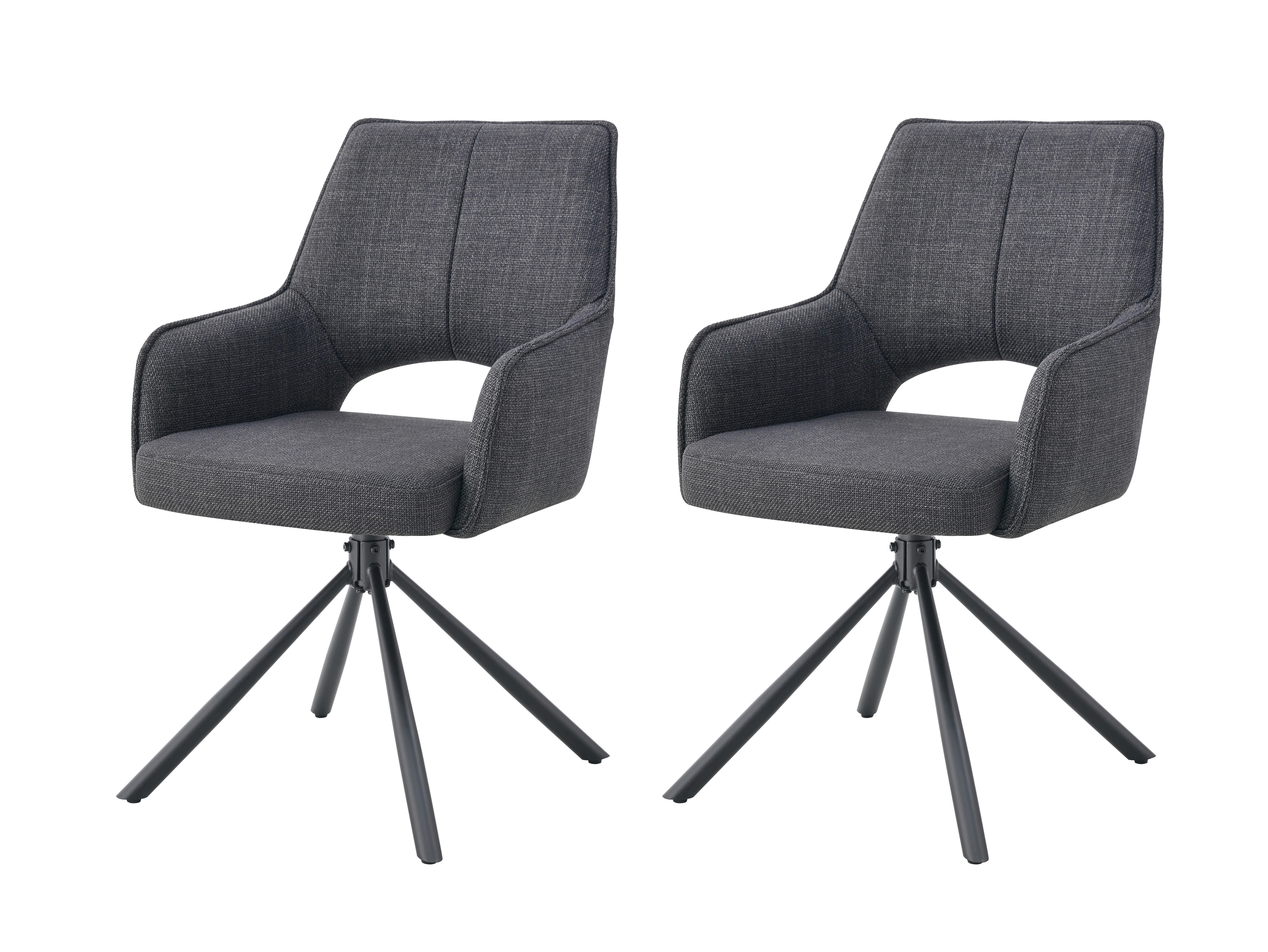 Armlehnstuhl-Set Jana Anthrazit B: 57 cm - Anthrazit, MODERN, Textil/Metall (57/91/64cm) - MID.YOU
