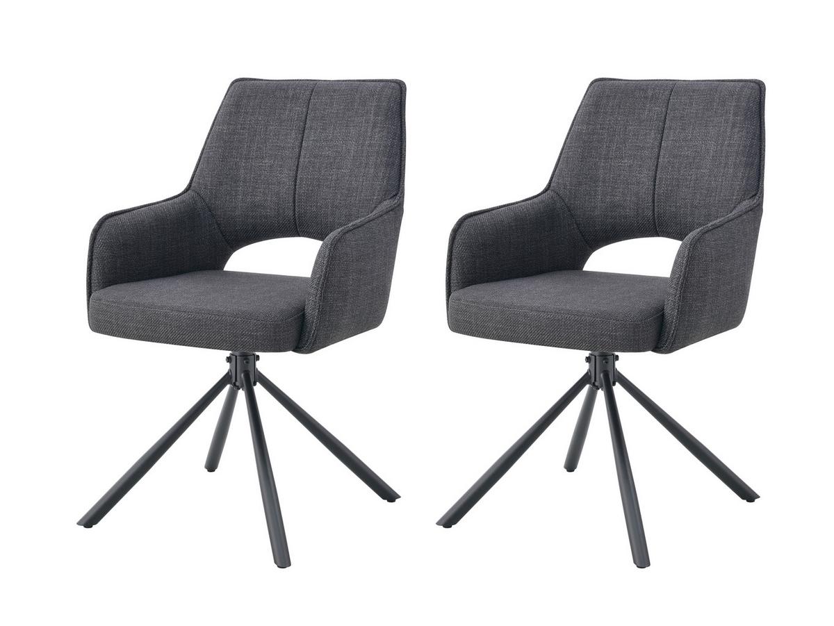 Armlehnstuhl-Set Jana Anthrazit B: 57 cm - Anthrazit, MODERN, Textil/Metall (57/91/64cm) - MID.YOU