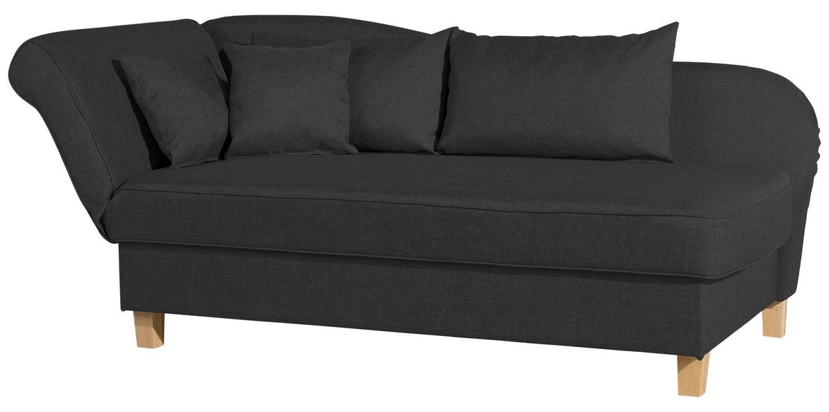 Recamiere Selma Schwarz Links Mit Bettkasten+schlaffunktion - Buchefarben/Schwarz, Design, Textil (190/88/82cm) - Max Winzer