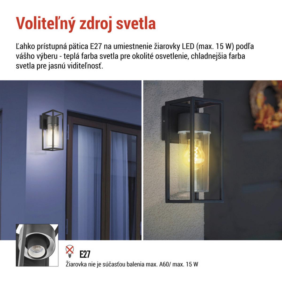 VONKAJŠIE LED SVIETIDLO TILLIA - čierna, Modern, kov/plast