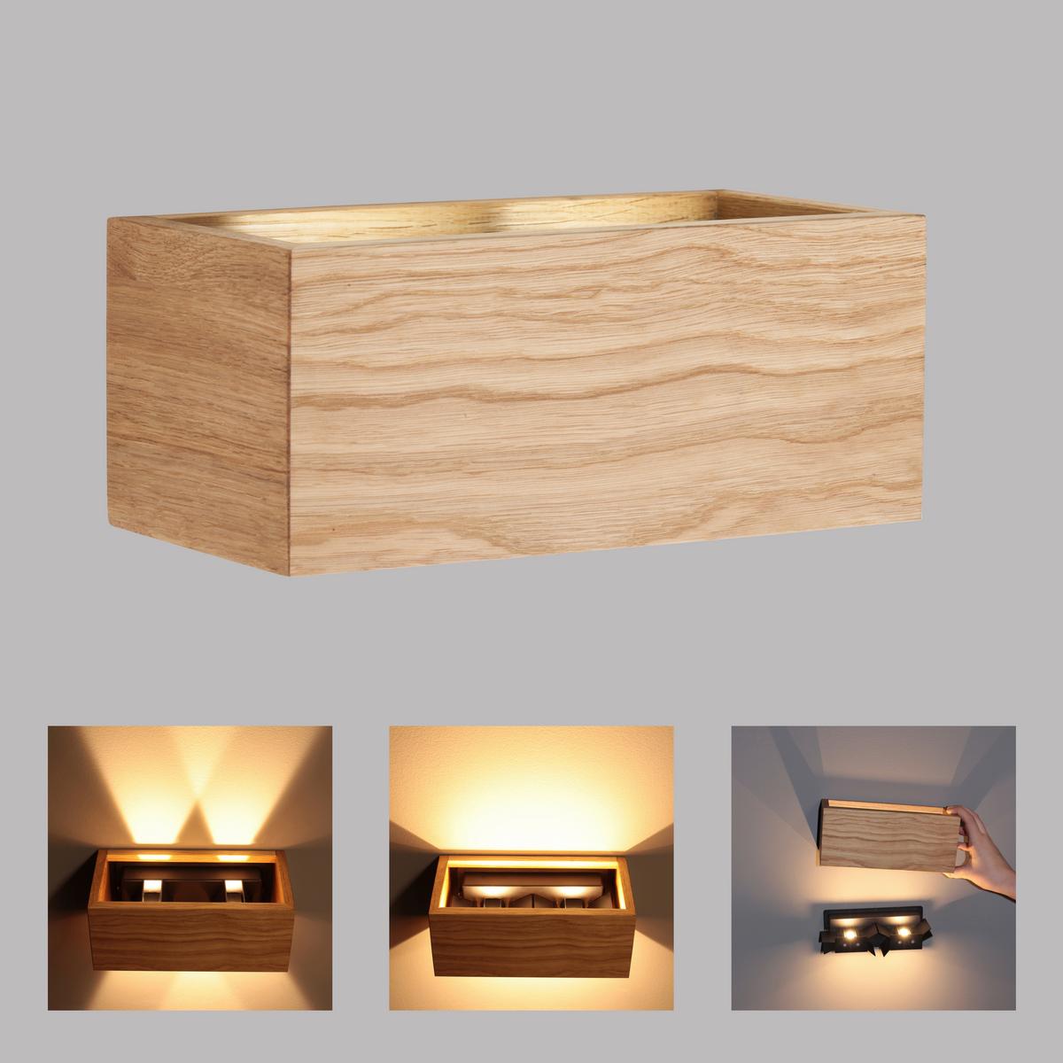LED-Wandleuchte 30544 Shine-Wood - Schwarz, Natur, Holz/Metall (23/23/10cm) - Fischer & Honsel
