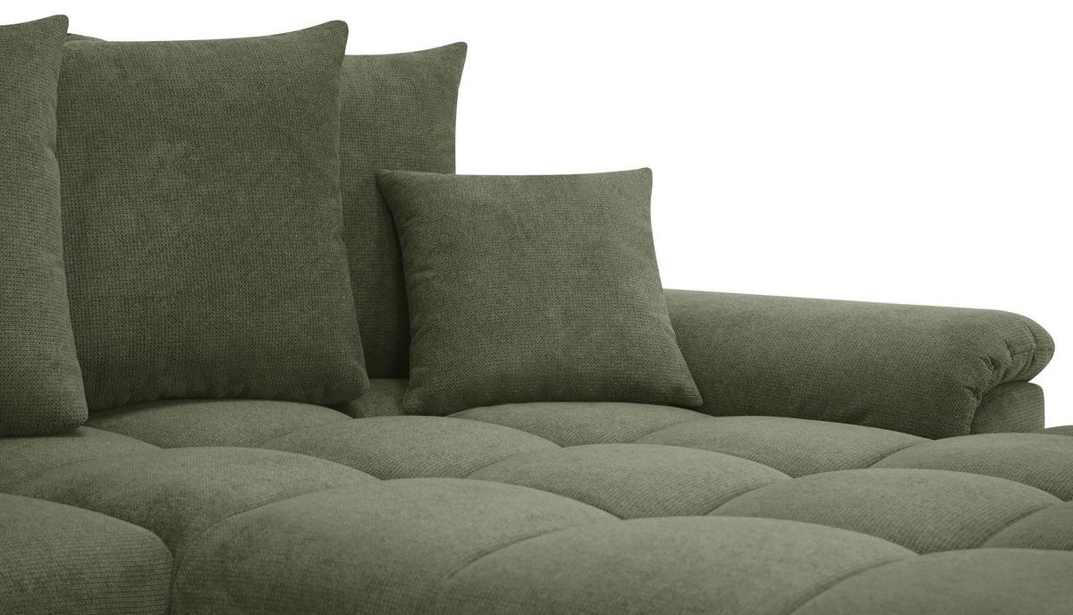 Rohová sedačka ERICE, pravá, zelená - zelená/barvy chromu, Design, textil/plast (312/198cm)
