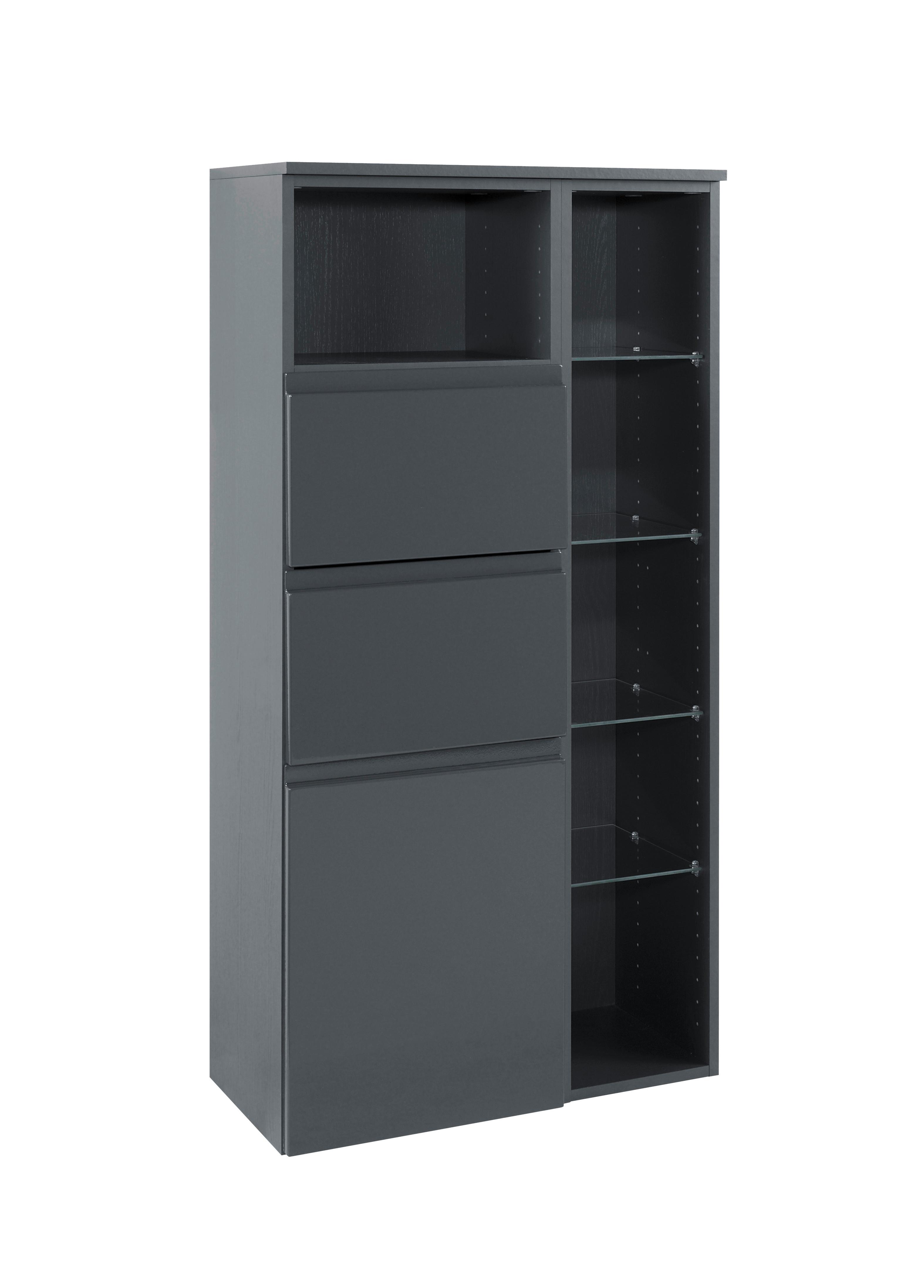 Midischrank Mit Soft-close Cardiff 65cm, Graphit Dekor - Graphitfarben, Design, Holzwerkstoff (65/130/35cm) - Held