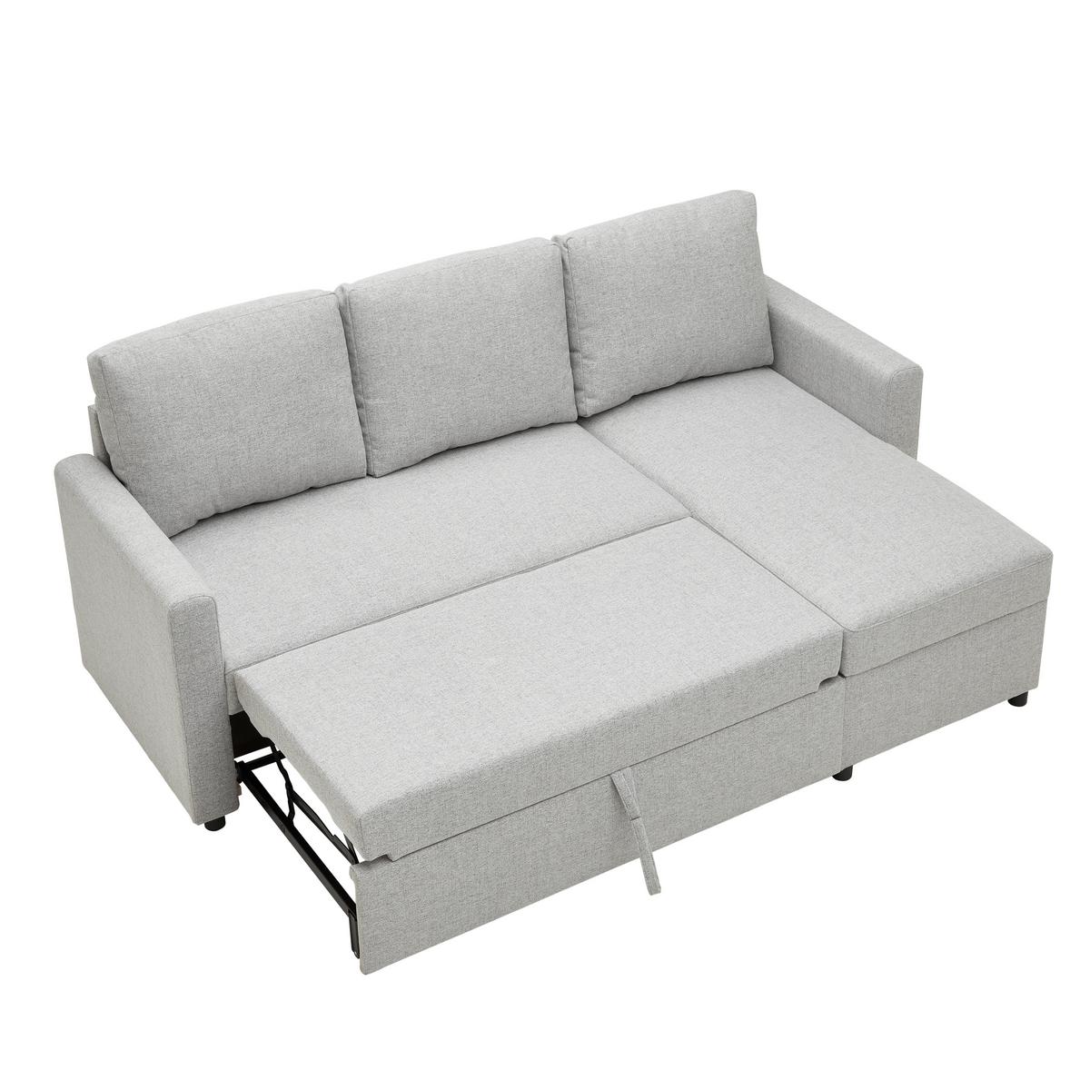 Rohová sedačka VICTORIA, oboustranná, světle šedá - šedá/černá, Moderní, kov/dřevo (215/82/145cm) - P & B