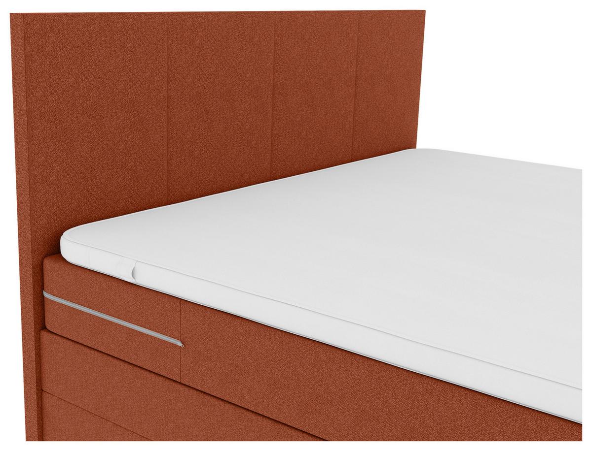 Boxspringbett Messina - Chromfarben/Rostfarben, KONVENTIONELL, Textil (140/200cm)