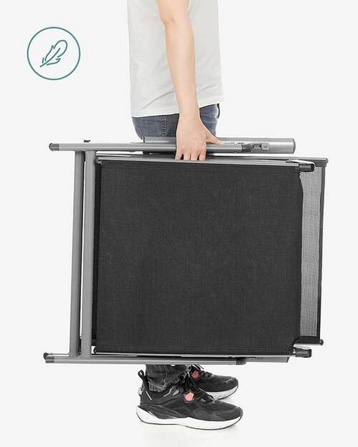 Sonnenliege Grau Schwarz verstellbar, B: 61cm - Schwarz/Grau, Basics, Textil/Metall (61/39/183cm) - Modante