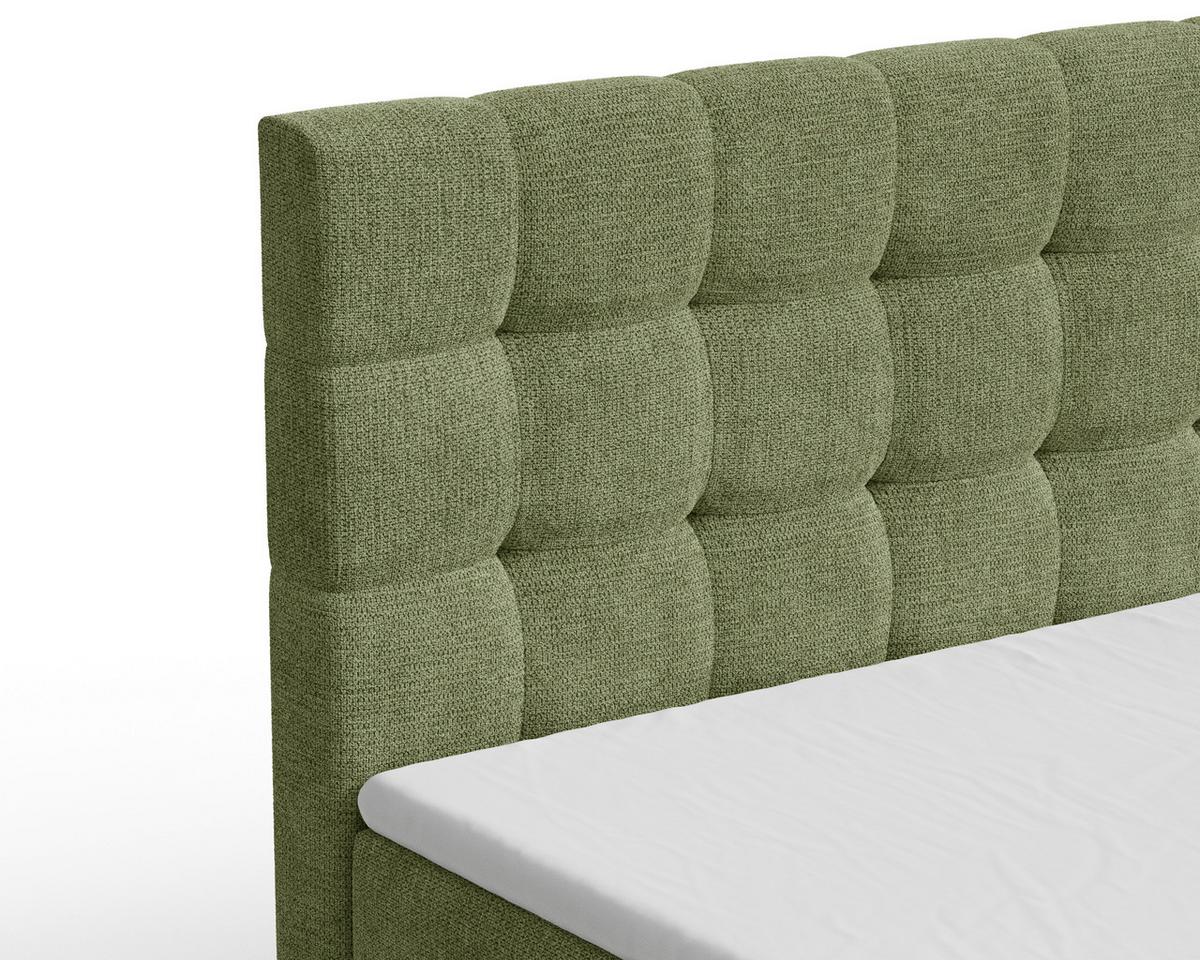 Boxbett Oslo mit Topper 140x200 - Dunkelgrün/Schwarz, MODERN, Holz/Kunststoff (140/200cm) - Livetastic