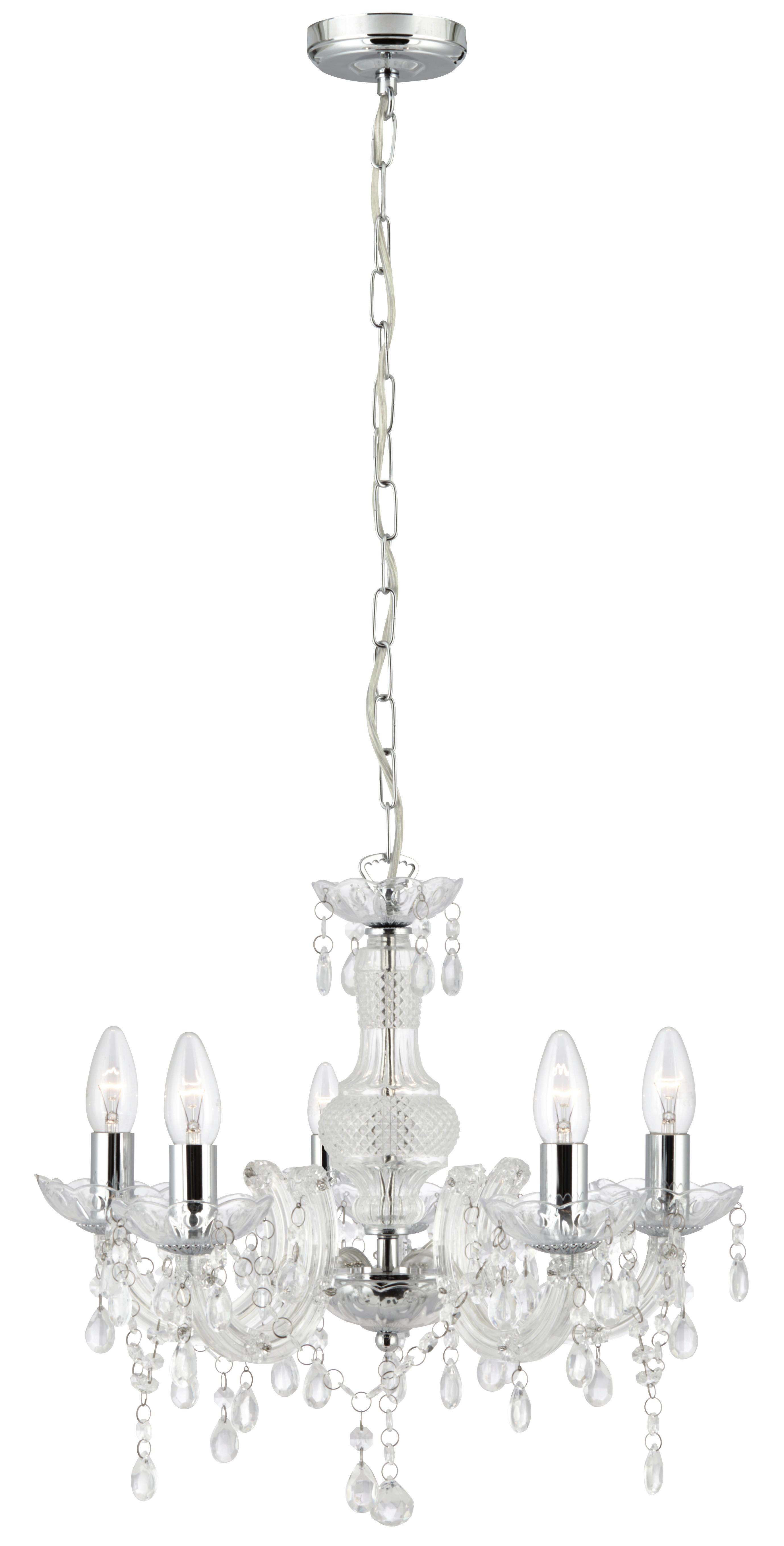 Kronleuchter Marie Therese 5xe14 Chromfarben Kunststoff/Glas - Chromfarben, KONVENTIONELL, Glas/Kunststoff (48/120cm)