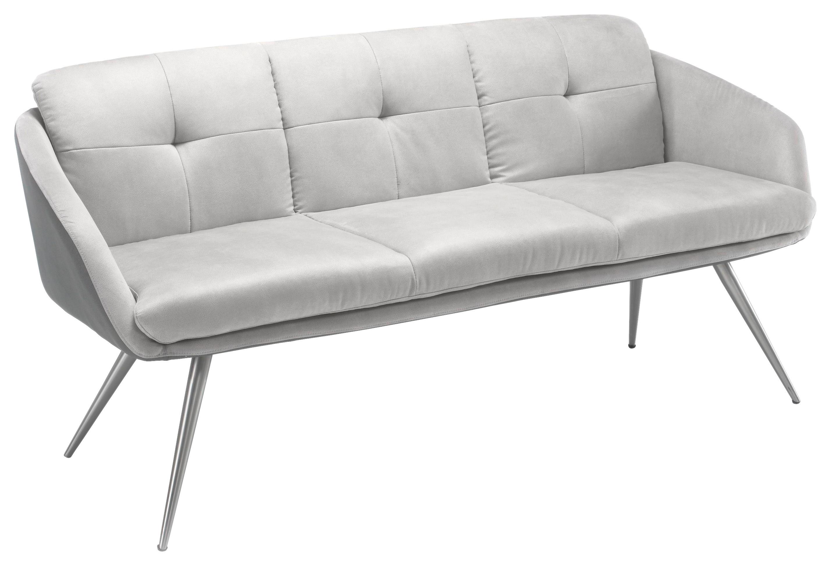 Sitzbank Emily - Edelstahlfarben/Dunkelgrau, MODERN, Textil/Metall (180/88/58cm) - Livetastic