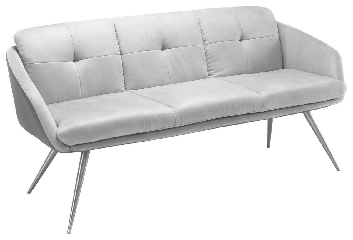 Sitzbank Emily - Edelstahlfarben/Dunkelgrau, MODERN, Textil/Metall (180/88/58cm) - Livetastic