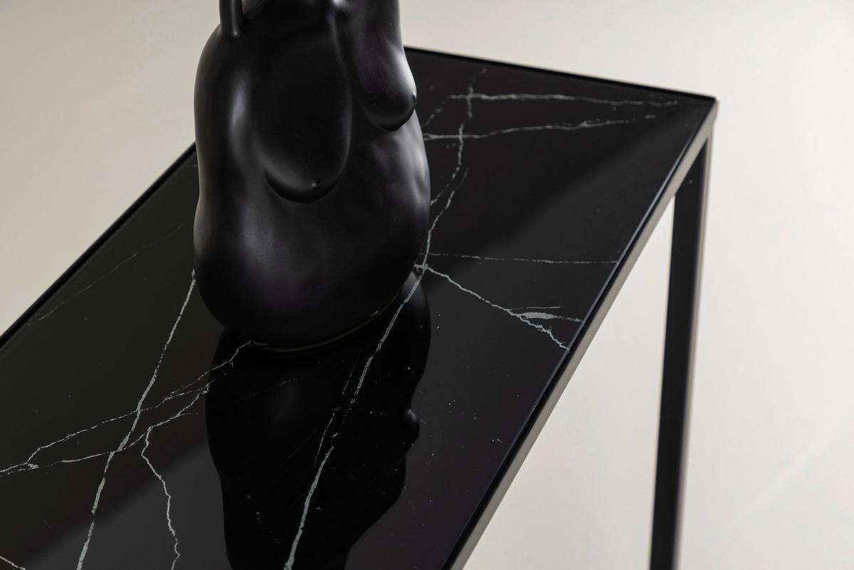 Beistelltisch Dipp - Messingfarben/Schwarz, Design, Glas/Metall (100/30/75cm) - Livetastic
