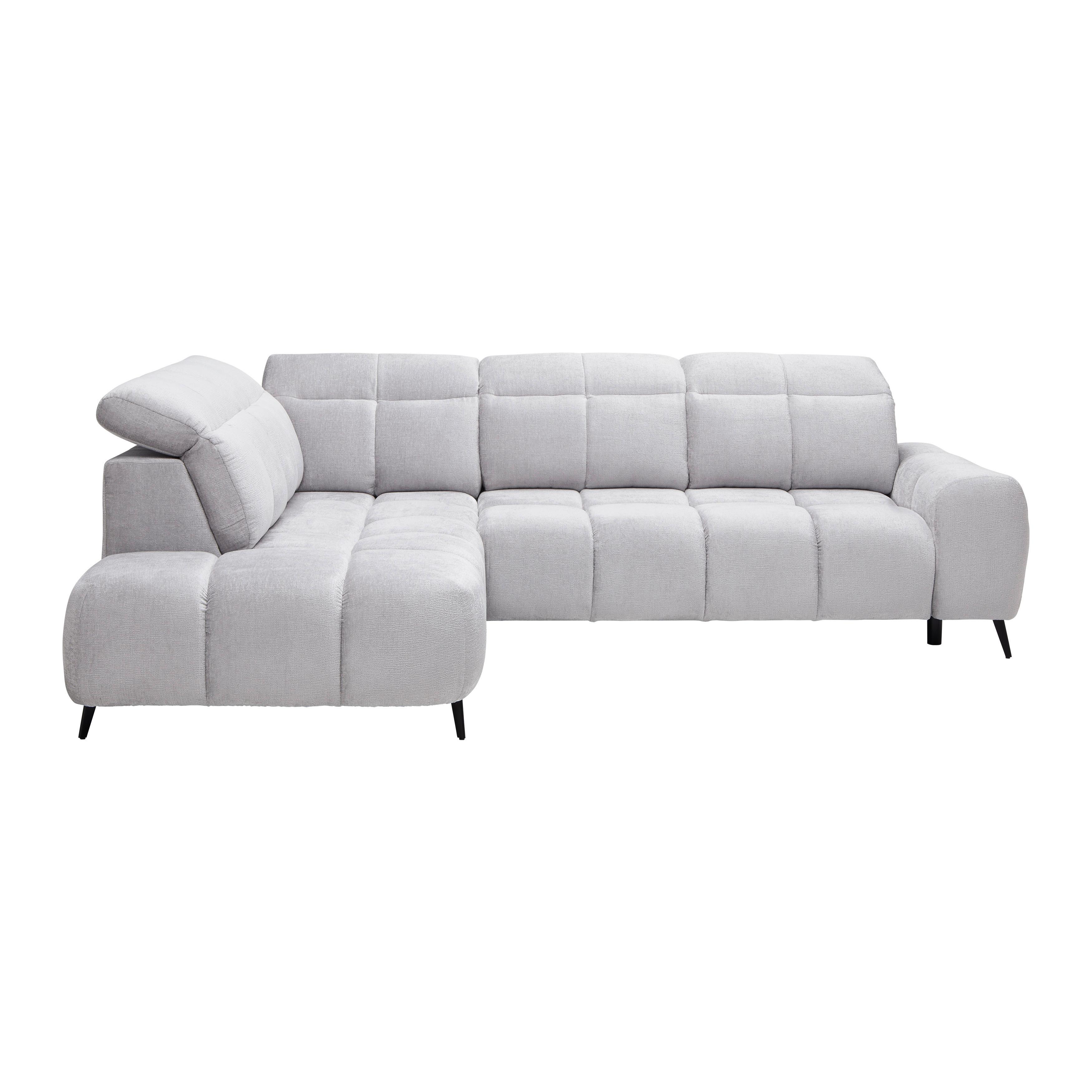 Elektrická sedačka SILVIO, levá, světle šedá - černá/světle šedá, Moderní, kov/textil (225/275cm) - Mömax