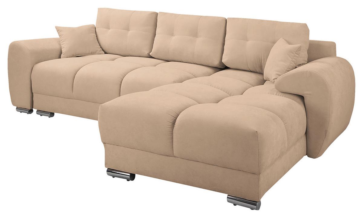 Ecksofa Azzuro Beige S: 256x175 cm - Beige/Silberfarben, Design, Textil (256/175cm) - Livetastic