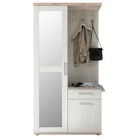 Garderoben-set Romance Eiche Dekor/weiß - Eichefarben/Weiß, Design, Glas/Holzwerkstoff (100/195/38cm) - MID.YOU