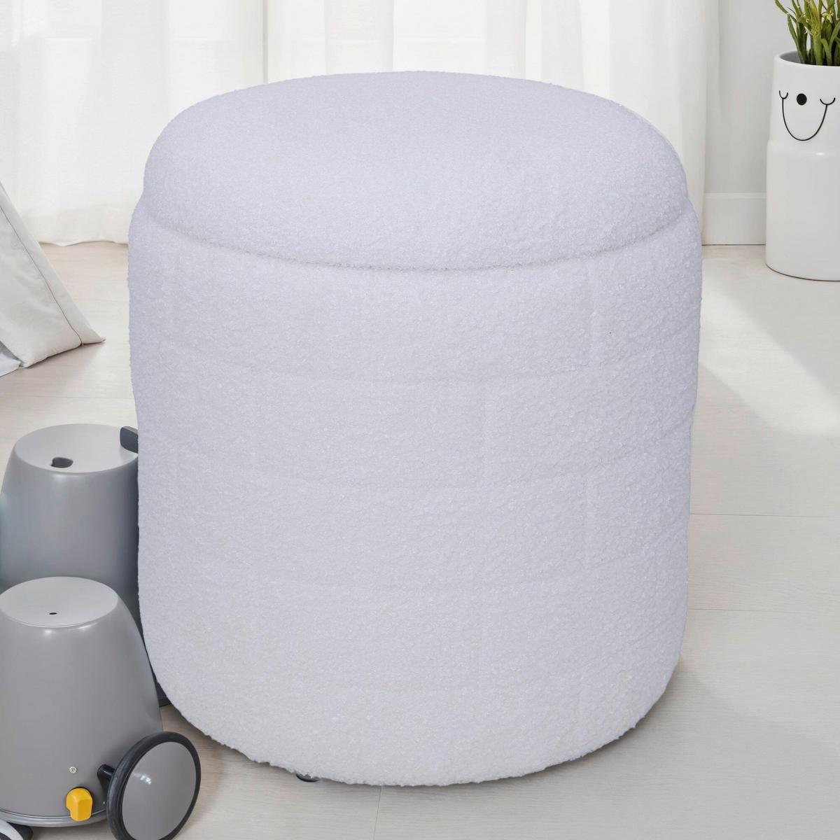 Hocker Weiß B: 40cm - Weiß, Basics, Textil (40/45/40cm) - Livetastic