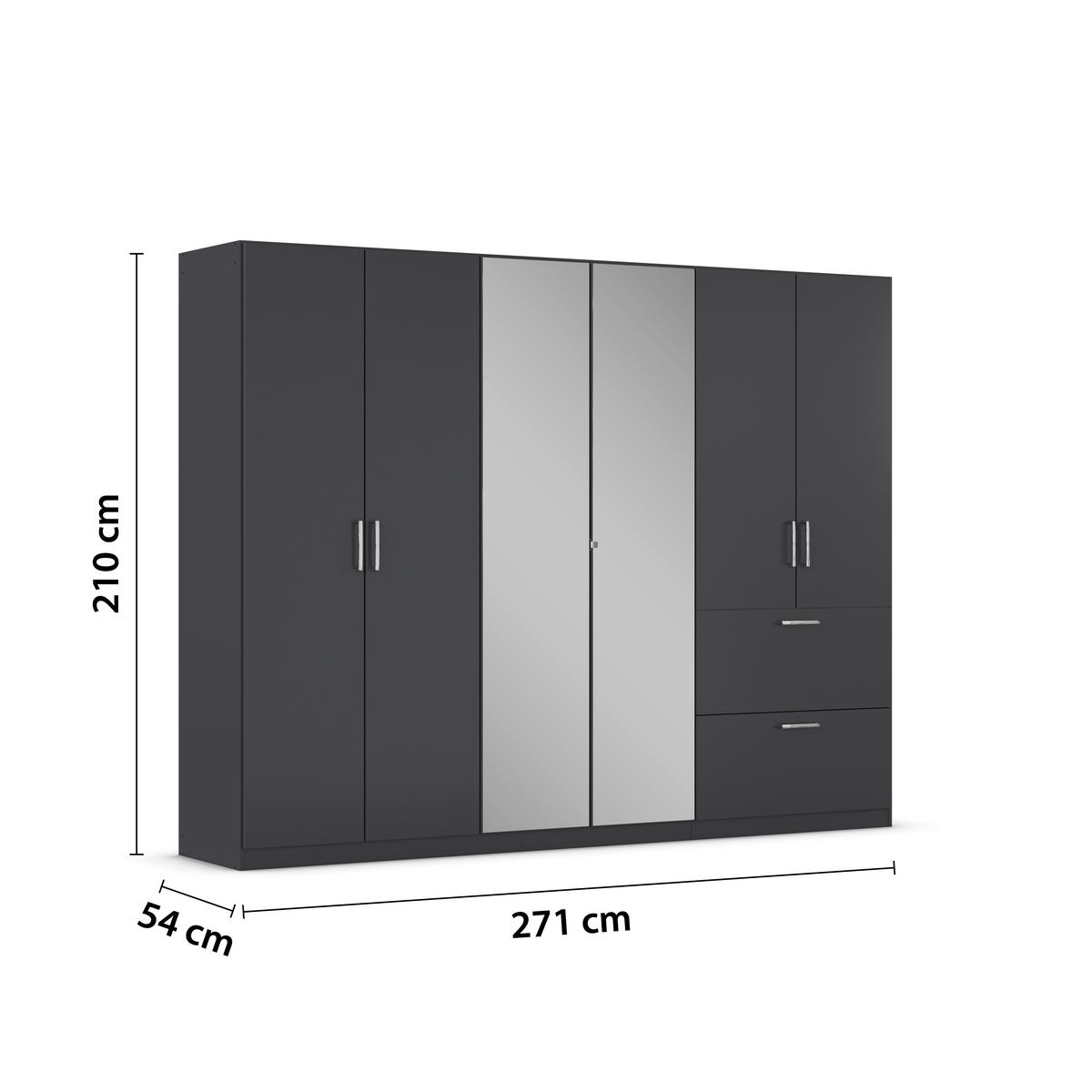 Drehtürenschrank Padua Grau B: 271 cm - Grau, MODERN, Holzwerkstoff (271/210/54cm) - Rauch Möbel