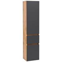 Hochschrank Kopenhagen B: 40 cm Grau/Eiche Dekor - Eichefarben/Silberfarben, KONVENTIONELL, Holzwerkstoff (40/180/35cm) - Held