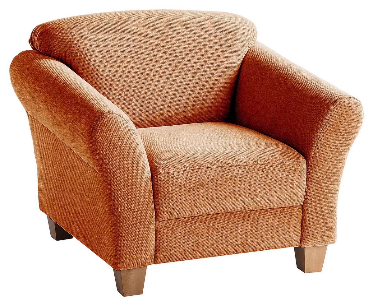 Sessel Gotland terracotta Rücken echt, 101x84x89 cm - Terracotta/Naturfarben, KONVENTIONELL, Textil (101/84/89cm) - Sit & More